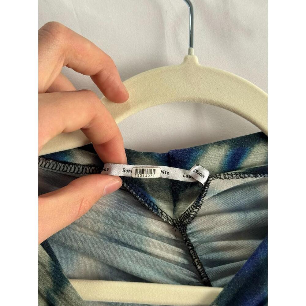 Proenza Schouler White Label Natalee Blue Tie Dye Dress Size XL with Fabric Pull - Picture 6 of 8